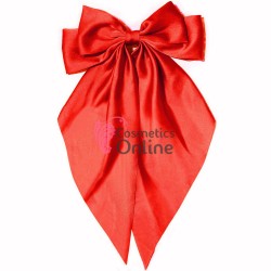 Accesoriu pentru decor par cu Fundita din satin si clema metalica TRD043DD Rosie